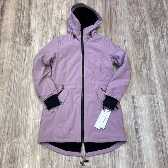 Calvin Klein Women's Fleece-Lined Hooded Raincoat Violet Jacket Size XS - Picture 3 of 16